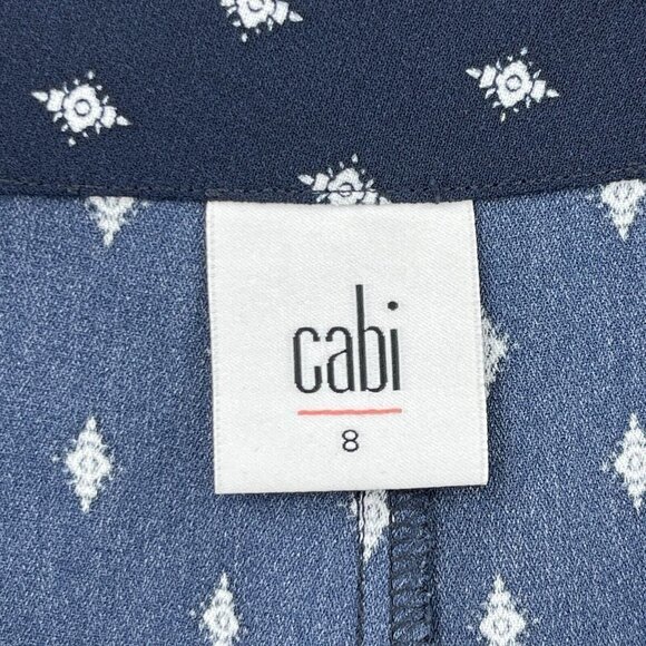 CAbi Track Star Navy White Bandana Print Wide Leg Casual Flowy Pants - Picture 8 of 13